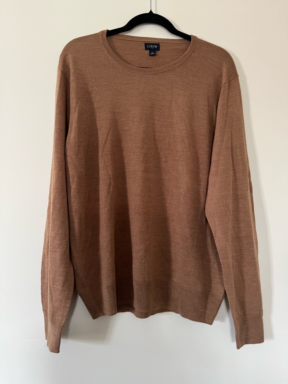 J Crew Brown Crewneck Wool Knit Sweater Womens Large Quiet Luxury Equestrian